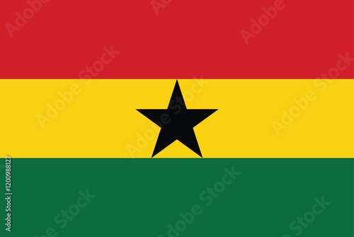 The flag of Ghana. Flag icon. Standard color. Standard size. A rectangular flag. Computer illustration. Digital illustration. Vector illustration