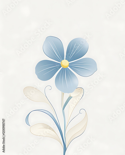Minimalist vector illustration of a forget-me-not flower with a simple, elegant design, created with generative AI.