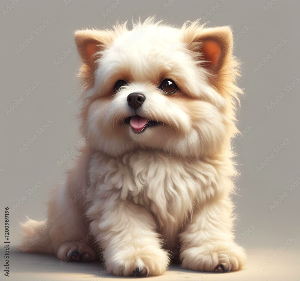Illustration of fluffy and cute small dog. Illustration of fluffy and cute small dog.