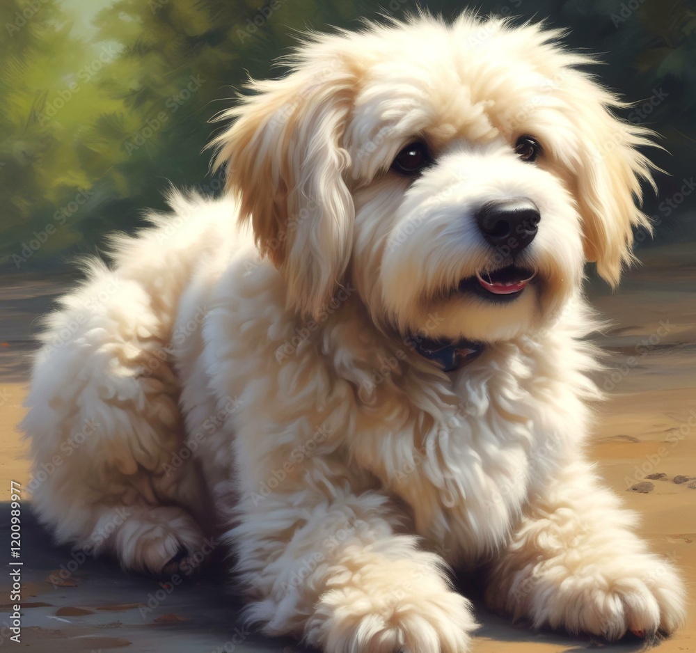 Illustration of fluffy and cute small dog. Illustration of fluffy and cute small dog.