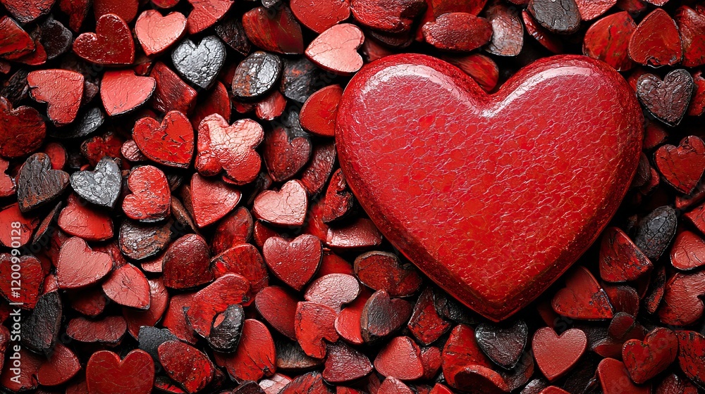 Obraz premium Red Heart Among Small Heart Decorations