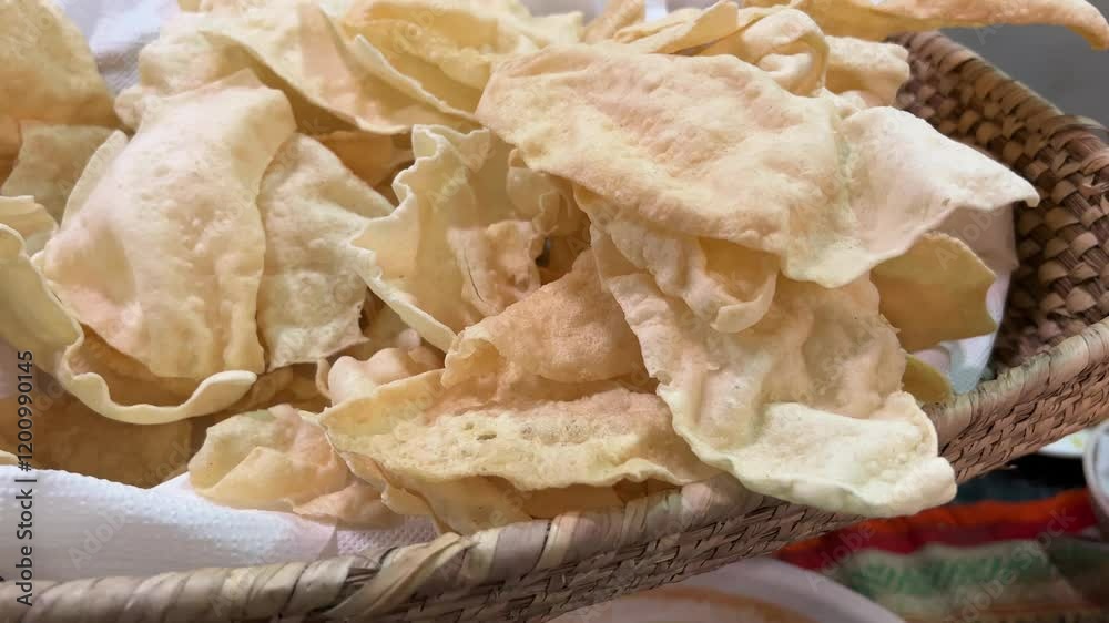 Fried potato papad served in an Indian wedding Fried potato papad served in an Indian wedding