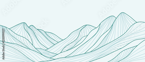 Mountain line arts illustration. Hand drawn style. Abstract mountain contemporary aesthetic backgrounds landscapes. use for print art, poster, cover, banner, template