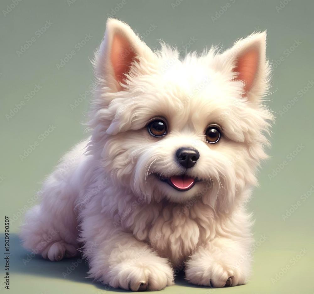 Illustration of fluffy and cute small dog. Illustration of fluffy and cute small dog.