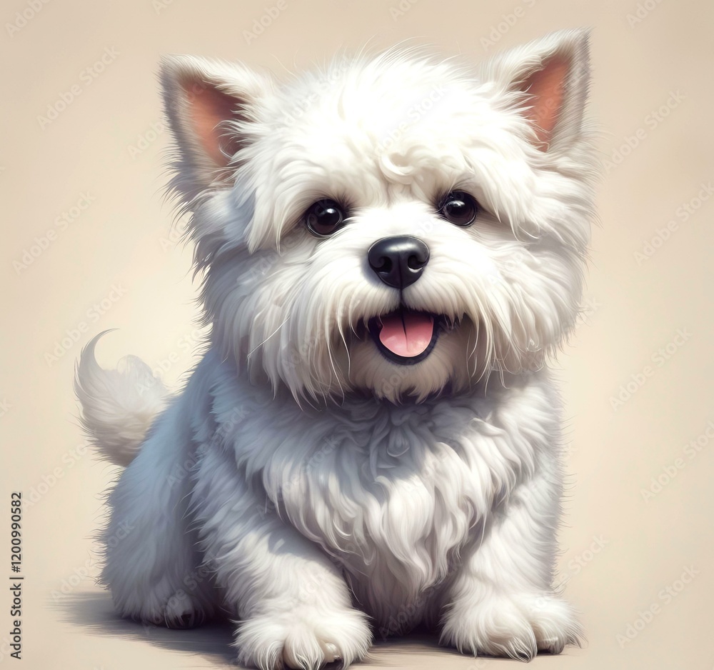 Illustration of fluffy and cute small dog. Illustration of fluffy and cute small dog.