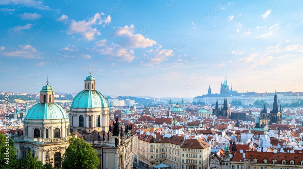 Fototapeta premium Panoramic Cityscape with Domes and Towers