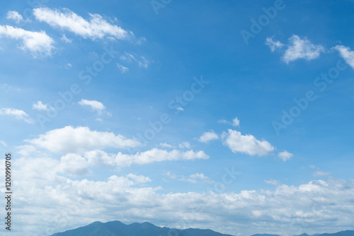 Fototapeta Naklejka Na Ścianę i Meble -  Background of blue sky and mountain silhouette