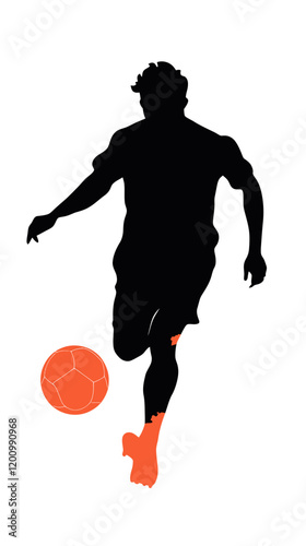 Dynamic Soccer Player Silhouette Kicking Ball Minimalist Vector Illustration