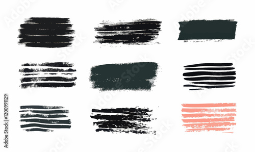 Dry Paint Stains Brush Strokes Set Grunge Vector Backgrounds for Labels and Graphics