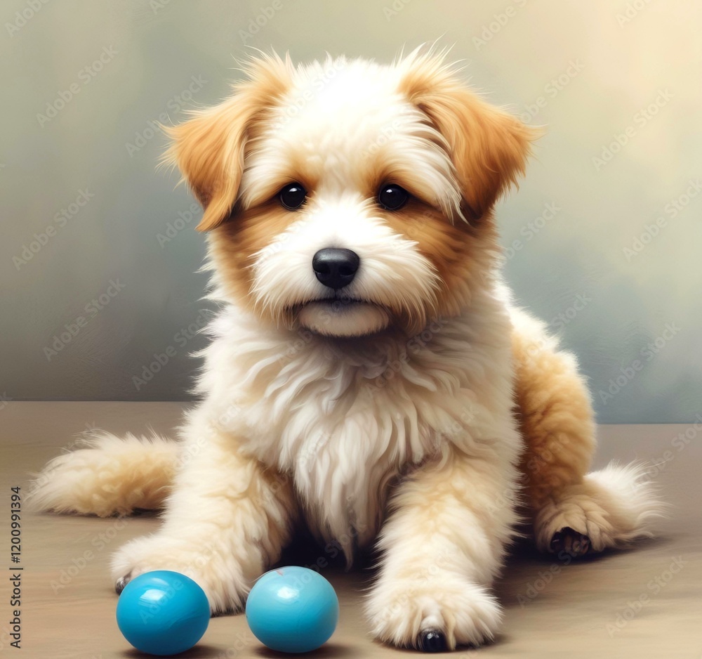 Illustration of fluffy and cute small dog. Illustration of fluffy and cute small dog.