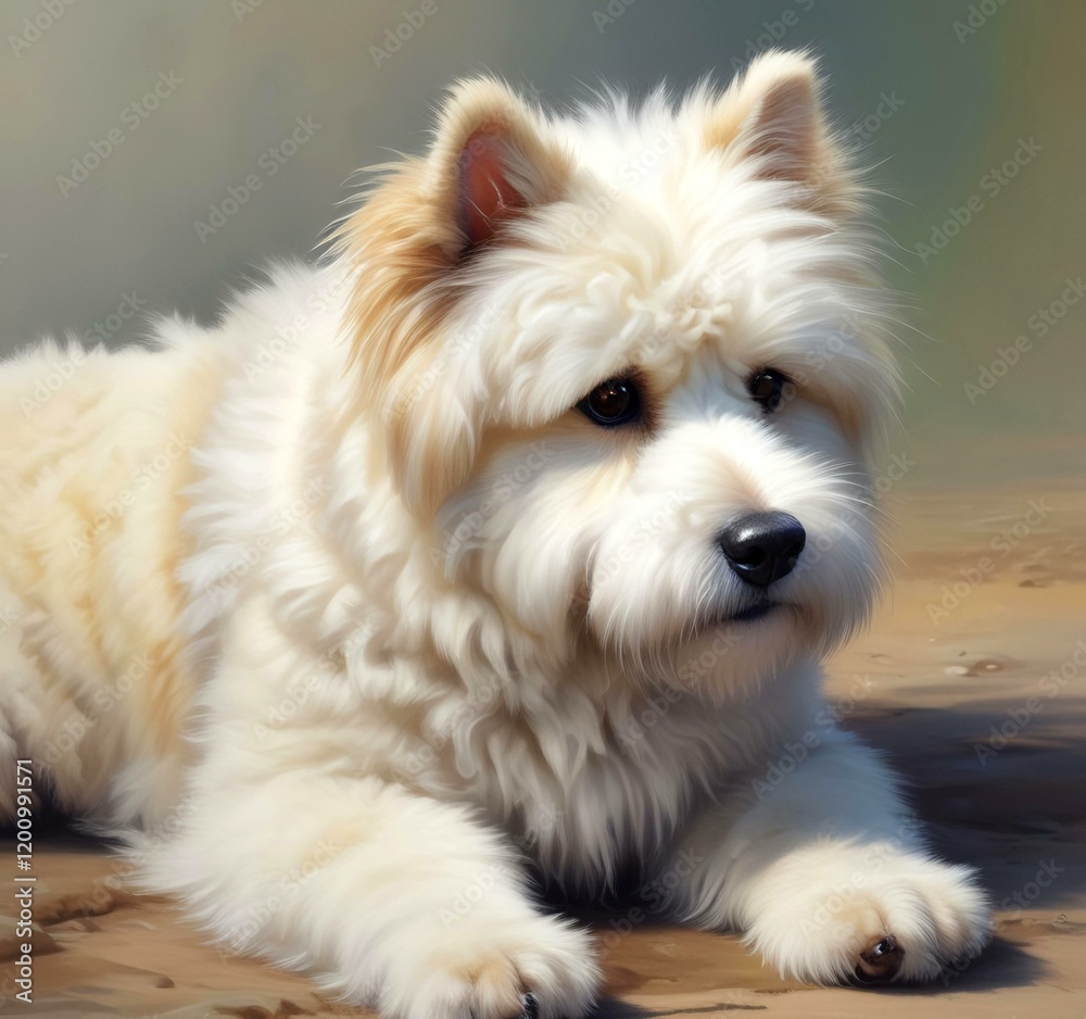 Illustration of fluffy and cute small dog. Illustration of fluffy and cute small dog.