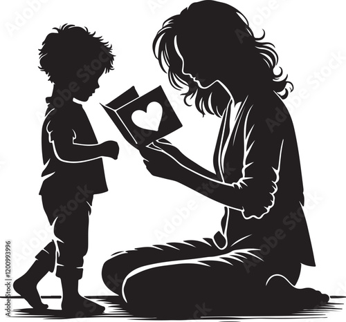 silhouette of a mother and child