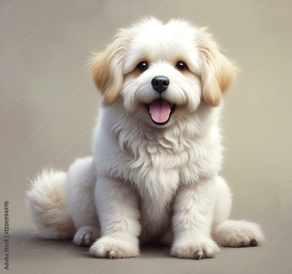 Illustration of fluffy and cute small dog. Illustration of fluffy and cute small dog.
