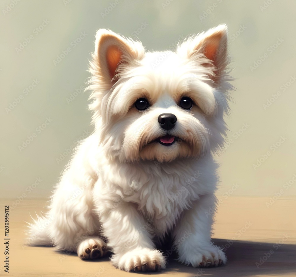 Illustration of fluffy and cute small dog. Illustration of fluffy and cute small dog.