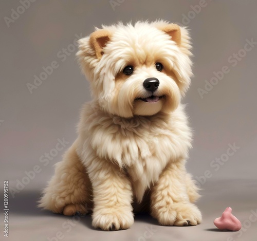 Illustration of fluffy and cute small dog.