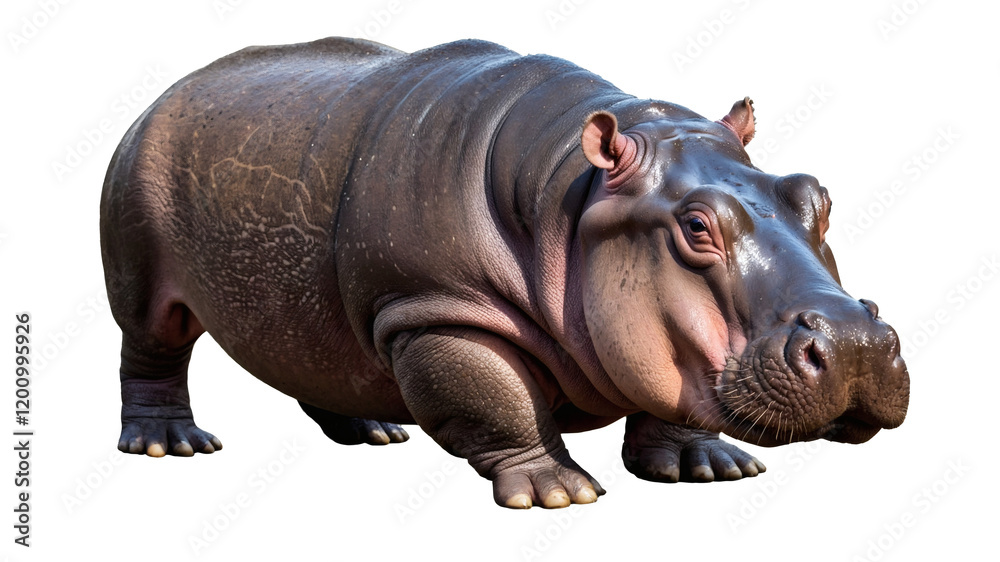 A large hippopotamus in the water with its big mouth open alpha channel A large hippopotamus in the water with its big mouth open alpha channel