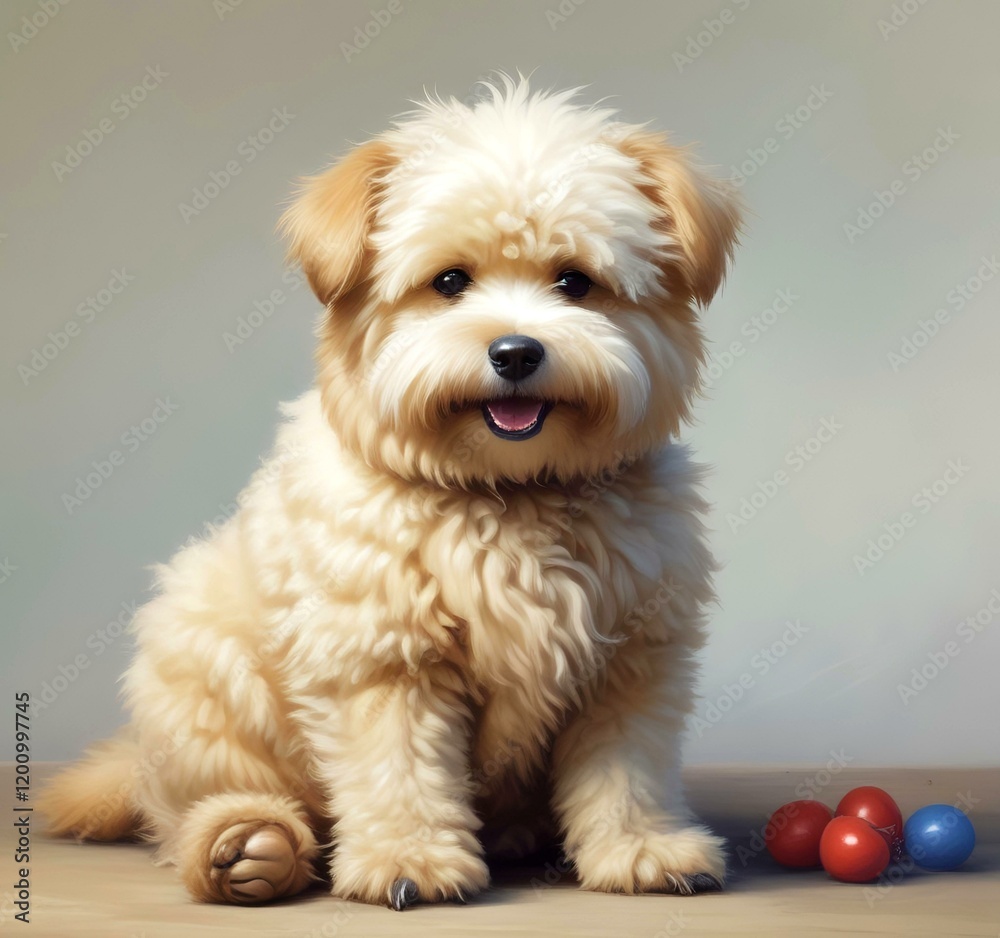 Illustration of fluffy and cute small dog. Illustration of fluffy and cute small dog.