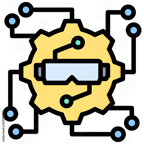 Spatial Comp Technology Outline Color Icon