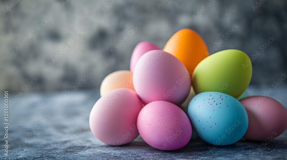 Pastel Easter Eggs Arranged In A Pyramid Shape Pastel Easter Eggs Arranged In A Pyramid Shape