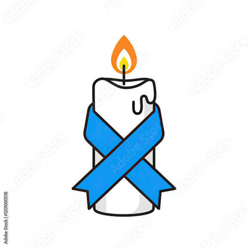 Candle of Hope: A white candle with a blue ribbon wrapped around it, symbolizing hope and remembrance. The flickering flame represents a beacon of light during difficult times.