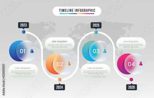 Glass morph inforgraphic 4 steps for presentation, web element or UI UX objects. Vector Illustration