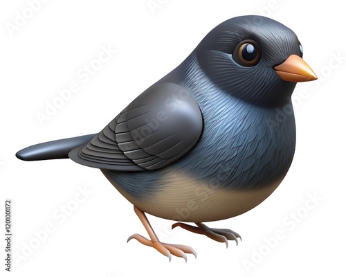 Dark-eyed junco sparrow bird 3D render icon isolated on white background photo