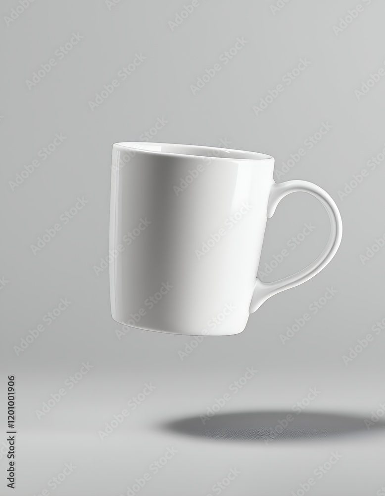 Floating White Mug: Minimalist Ceramic Cup Photography Floating White Mug: Minimalist Ceramic Cup Photography