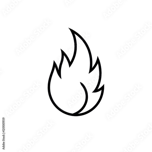 Black outline of flame with transparent background