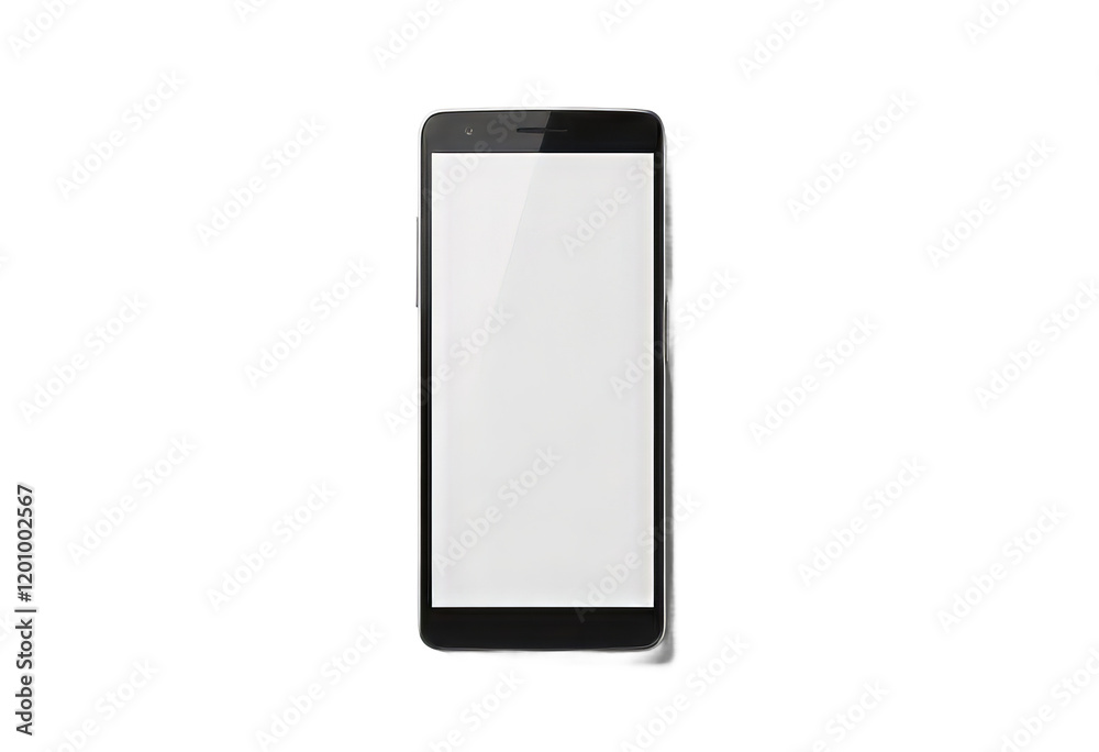 Black smartphone with white screen on transparent background Black smartphone with white screen on transparent background