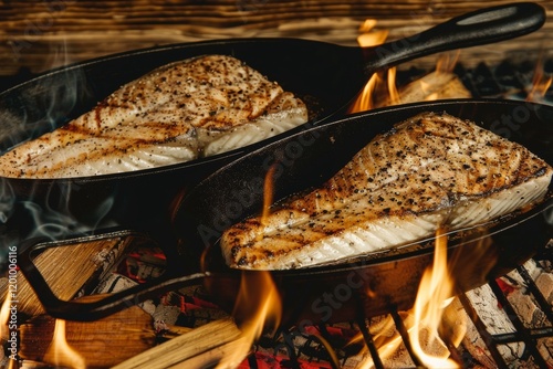 Grilling fish steaks over open fire  a guide to perfectly seasoned and sauced delicacies