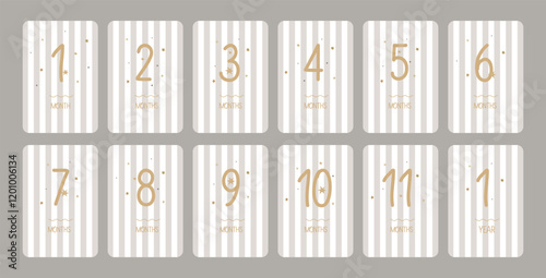 Baby Milestone Cards with numbers in pastel colors. Baby's first 12 numbers. Babys first year baby boy or girl shower gifts.