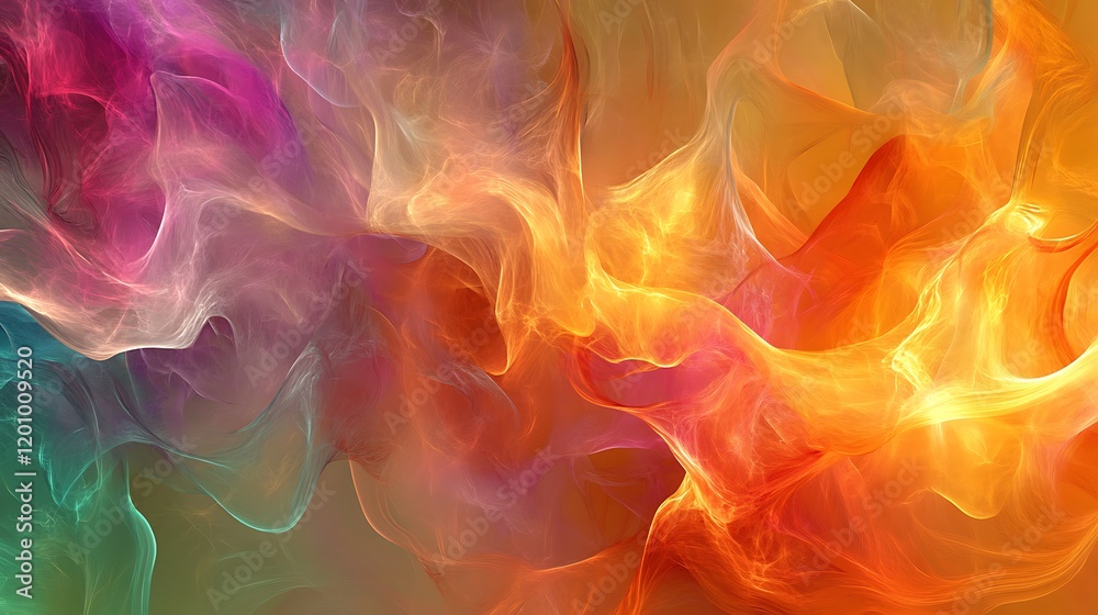 Fototapeta premium Abstract flame texture with bright glowing highlights and flowing warm tones