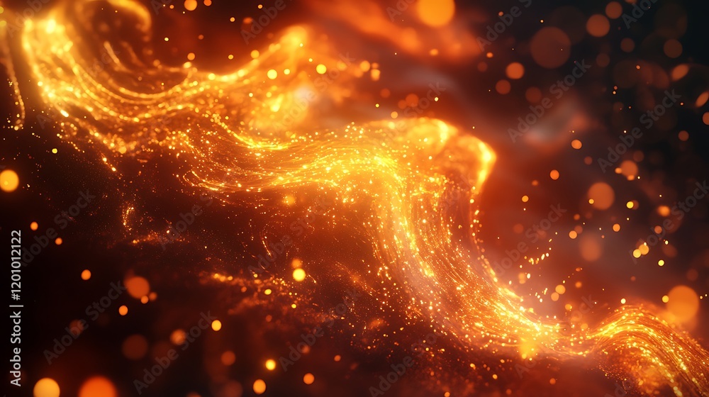 Fototapeta premium Fiery pattern with intricate glowing designs and warm radiant light effects