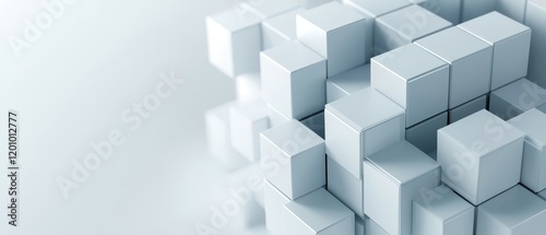 A minimalist arrangement of white cubes creates a modern and abstract visual.