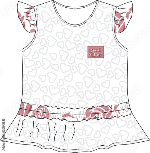 girls frocks flower print vector art.eps