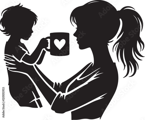 silhouette of a mother and child