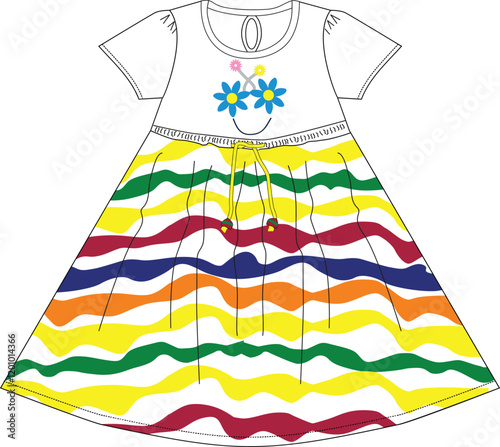 girls frocks with flower  print vector art.eps