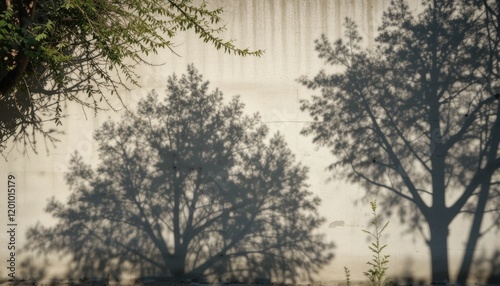 Shadows of trees cast on walls photo