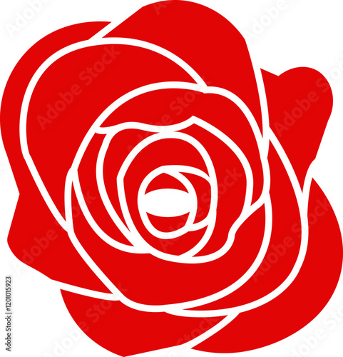 Rose flower set of blooming plant. Garden rose isolated icon of red petal for romantic floral decoration, wedding bouquet and valentine greeting card flat and line vector