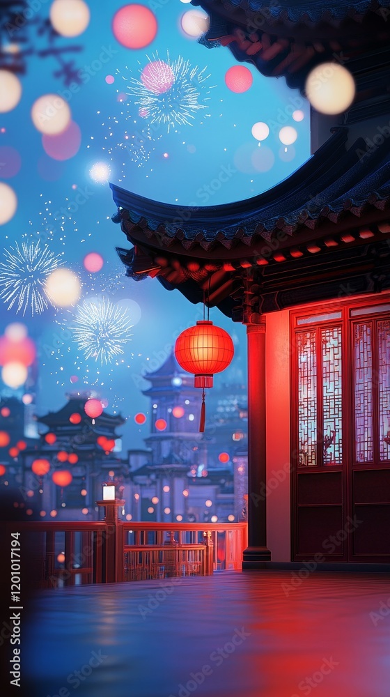 A minimalist Chinese-style building in bright, light red tones. It is decorated with glowing red lights and traditional Chinese architecture. A minimalist Chinese-style building in bright, light red tones. It is decorated with glowing red lights and traditional Chinese architecture.