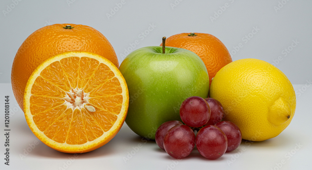 Fresh Fruit Assortment Oranges Apple Lemon Grapes Fresh Fruit Assortment Oranges Apple Lemon Grapes