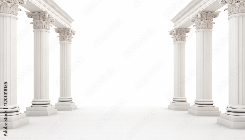 Fototapeta premium White Marble Columns Corinthian Capitals Classical Architecture Isolated
