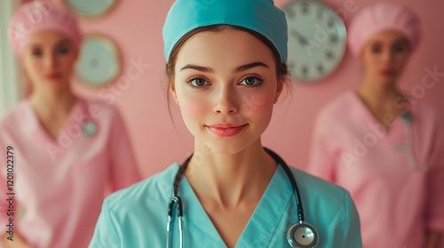 Joven doctora posando