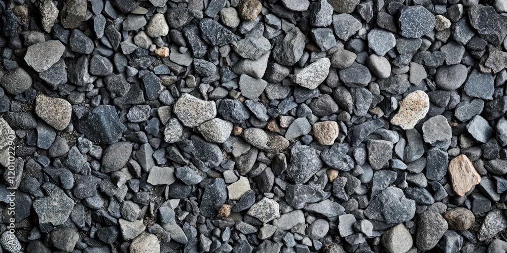 Grey Coarse Gravel Texture Background with Varied Granular Stones on a Dark Black Surface in Top View Ideal for Design Needs Grey Coarse Gravel Texture Background with Varied Granular Stones on a Dark Black Surface in Top View Ideal for Design Needs