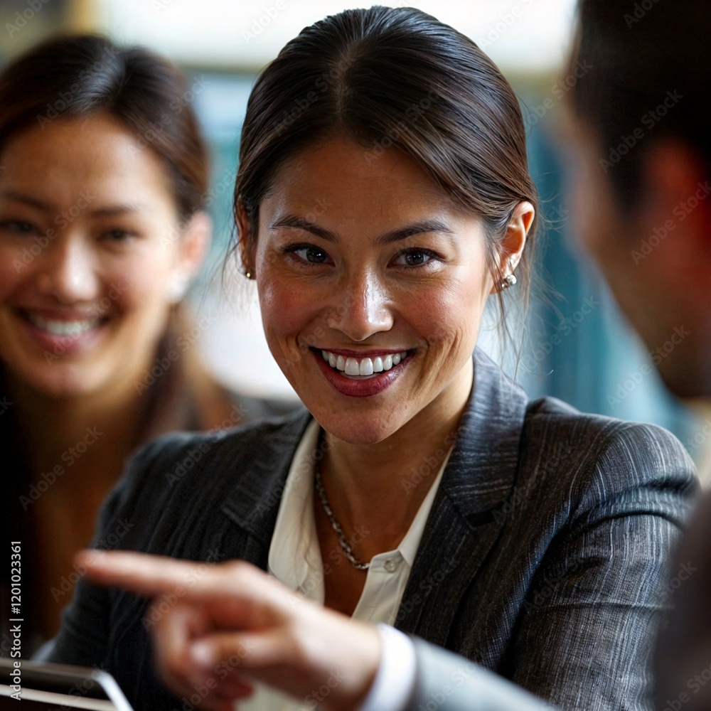 Obraz premium Close-up of diverse business professionals smiling and working together