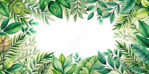 Lush Greenery Frame with Space for Text or Images Ideal for Invitations, Cards, and Posters