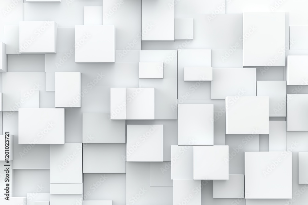 Abstract arrangement of white cubes creating a dynamic wall texture in modern design Abstract arrangement of white cubes creating a dynamic wall texture in modern design