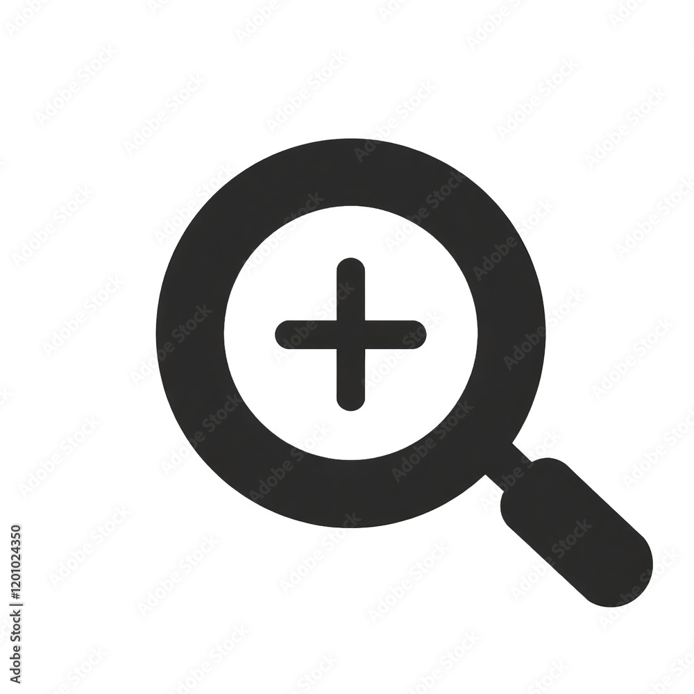 Magnifying glass with plus sign icon on transparent background Magnifying glass with plus sign icon on transparent background