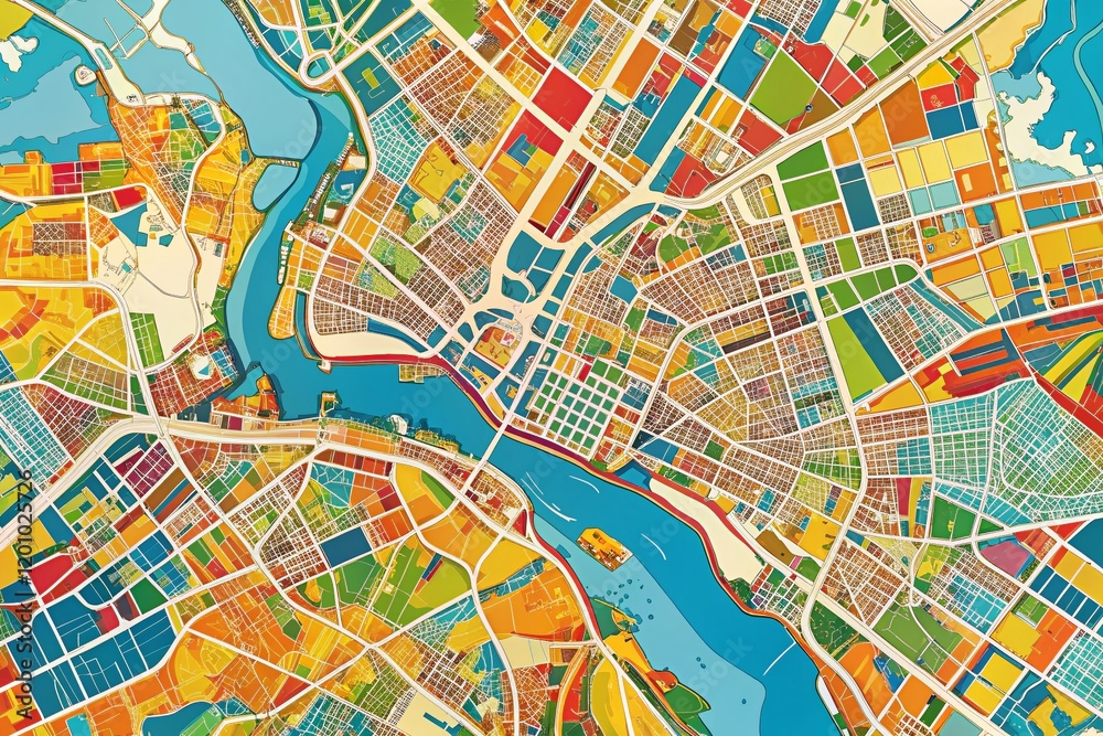 Obraz premium Detailed Geneva City Map Poster: Streets, Lake, Waterways - Candid Photography Style