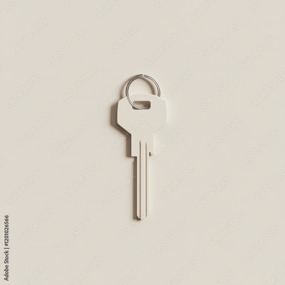 Minimalist White Key on Light Background for Abstract Concepts Minimalist White Key on Light Background for Abstract Concepts